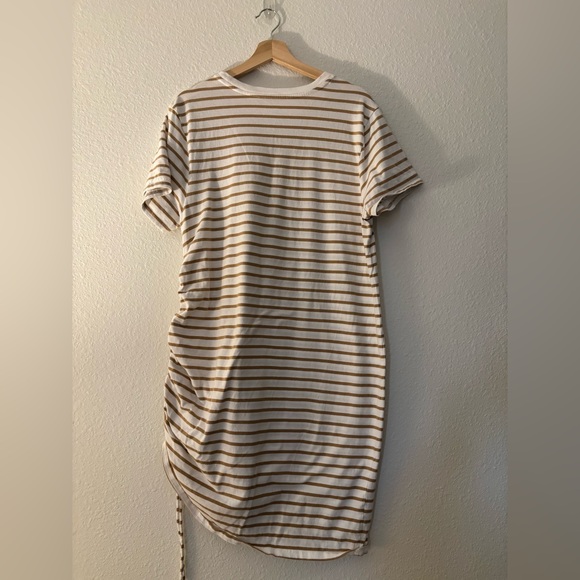 Cream and Tan Striped Casual Dress XL - Picture 2 of 3